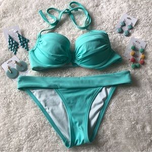 Victoria’s Secret Mint Green Padded Bikini Top 32C Bottoms XS